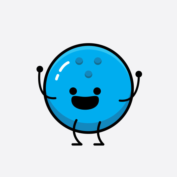 保龄球角色与可爱的脸和简单图片下载