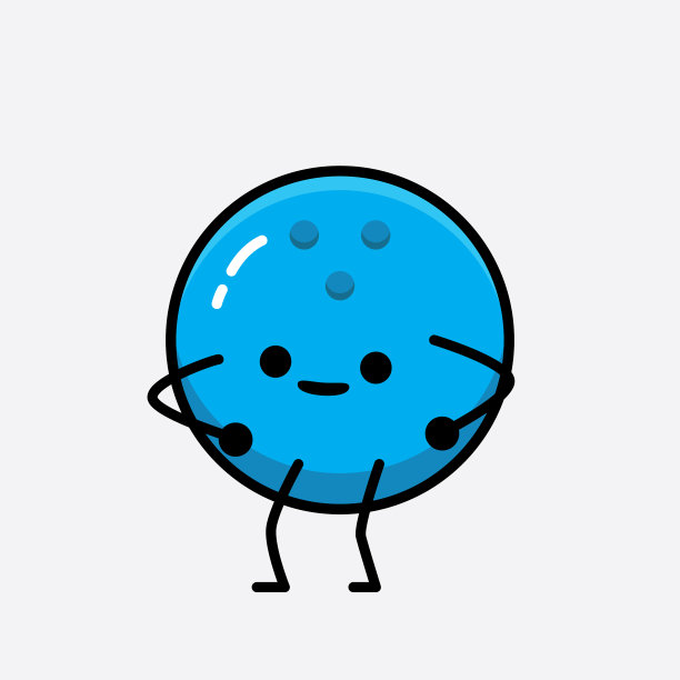 保龄球角色与可爱的脸和简单图片下载