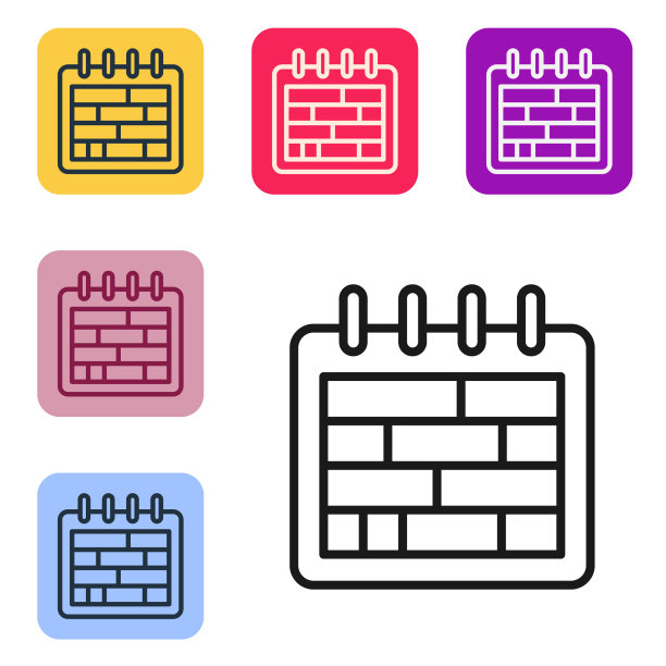 黑线日历图标隔离在白色上图片下载