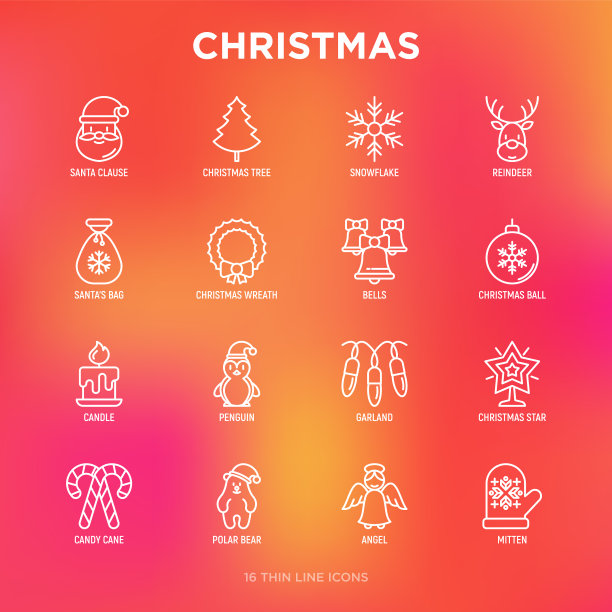 圣诞细线图标设置圣诞老人图片下载