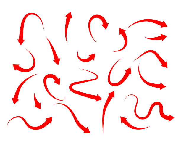 红色箭头图标表示不同的方向图片下载