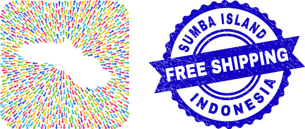 免费航运刻划邮票和松巴岛地图图片下载