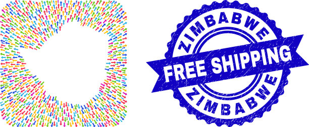 免费运输橡胶徽章和津巴布韦地图图片下载
