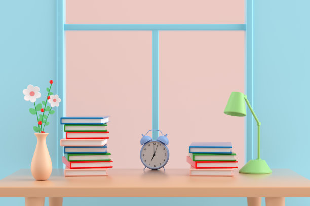 3d渲染不同的扭结书桌图片下载