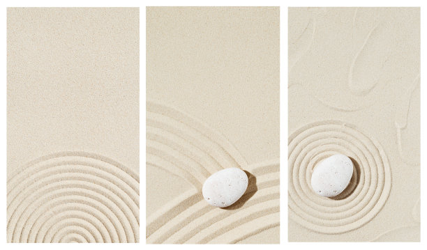 背景与禅石沙。禅园用同心圆围着卵石图片下载