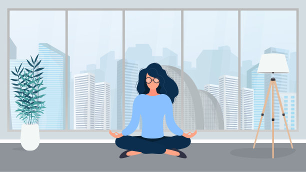 女孩在办公室冥想，女孩图片下载