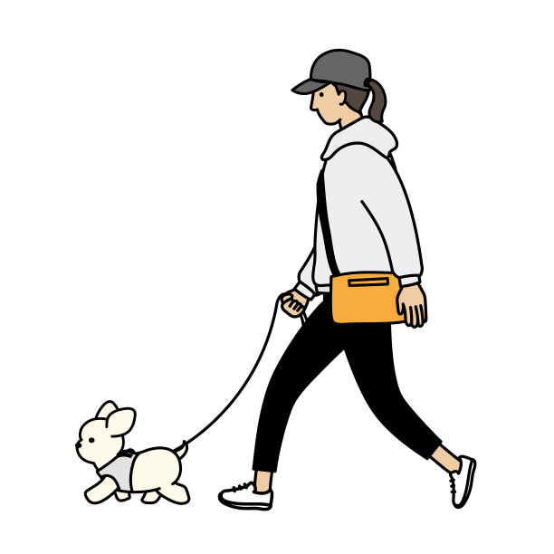 一个女人在遛狗。一只大狗和一个女人。图片下载