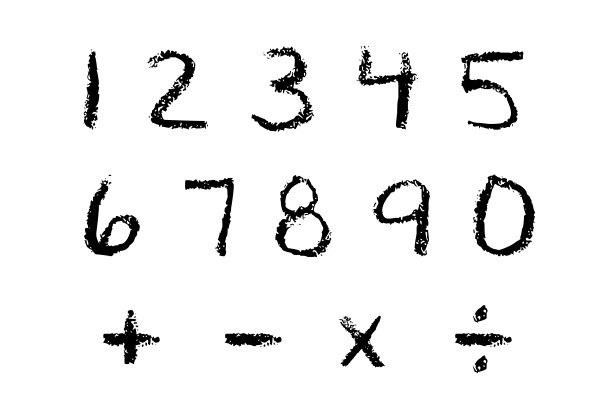 白色背景上的一组数字和符号图片下载