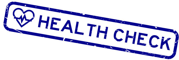 垃圾蓝健康检查字与心脏和图片下载