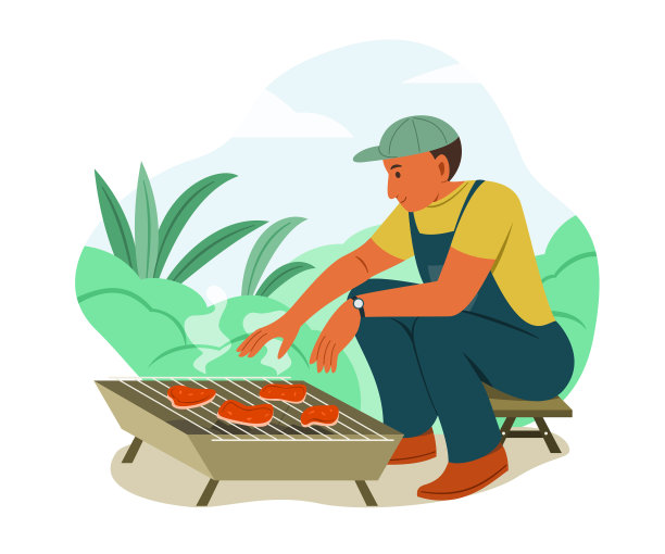 人们喜欢在野营时烤肉图片下载