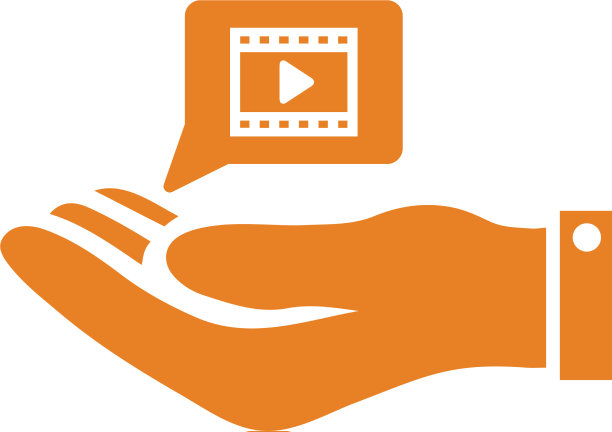 多媒体视频手图标橙色颜色eps图片下载