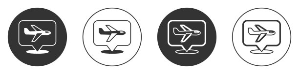 黑色的飞机图标孤立在白色的背景图片下载