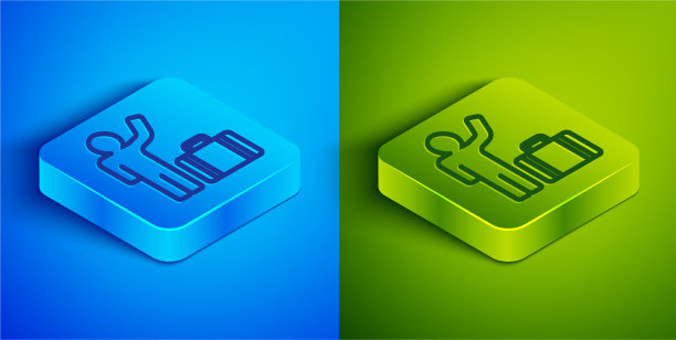 等距线游客手提箱图标孤立图片下载