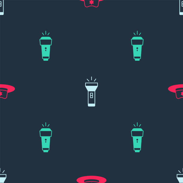 打开警长帽和警徽手电筒图片下载