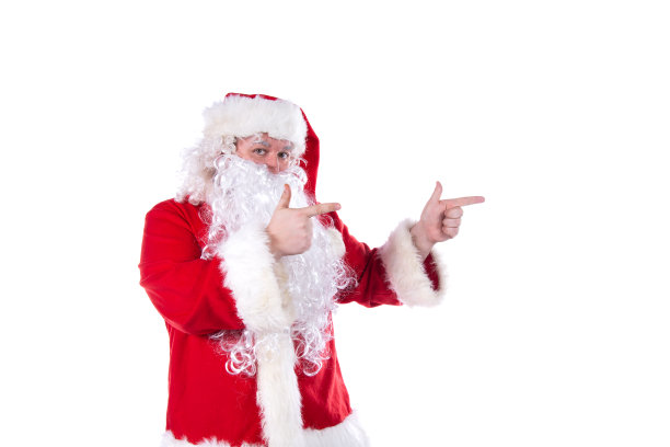 圣诞节和新年，有趣的圣诞老人在白色的背景。图片下载