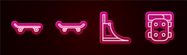 设线滑板公园和护膝发光图片下载