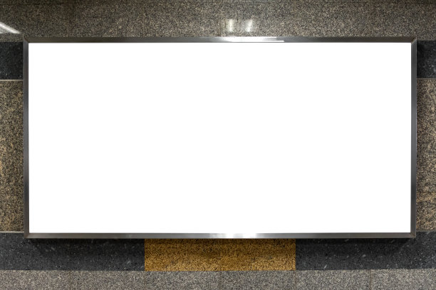地下地铁或公共建筑的空白广告牌广告。复制空间为您的产品展示或蒙太奇设计。剪切路径包括在这个框架。图片下载