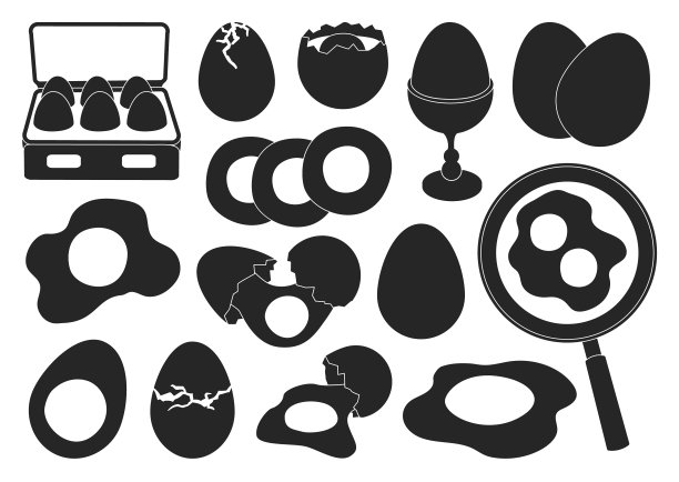 鸡蛋黑色集图标图片下载