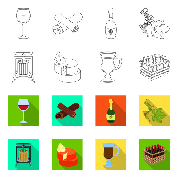 孤立对象农场和葡萄园的标志集图片下载