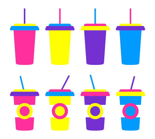 快餐饮料彩色吸管杯图片下载