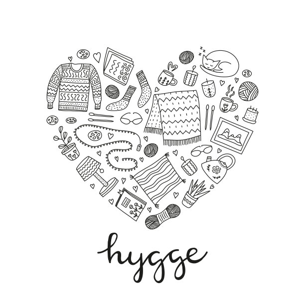在心形的hygge图标上涂鸦图片下载