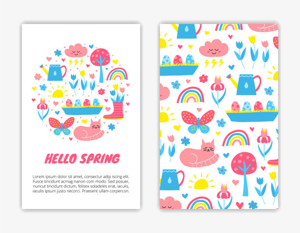 带有spring图标的卡片模板图片下载