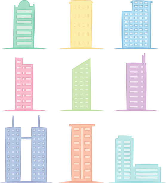 设置有色彩的现代化办公大楼图片下载