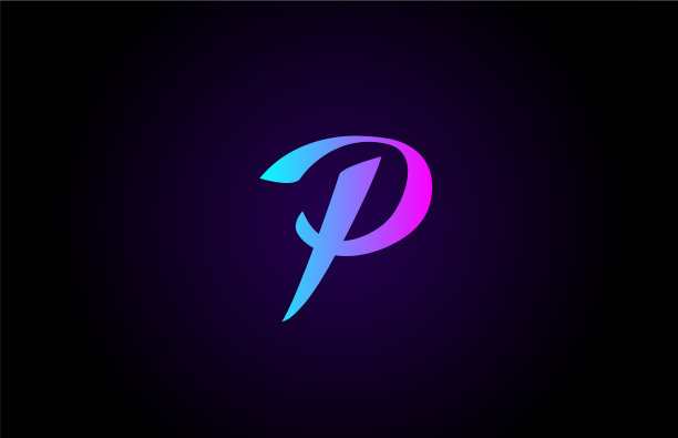 蓝色的粉红色字母p标志的品牌和图片下载