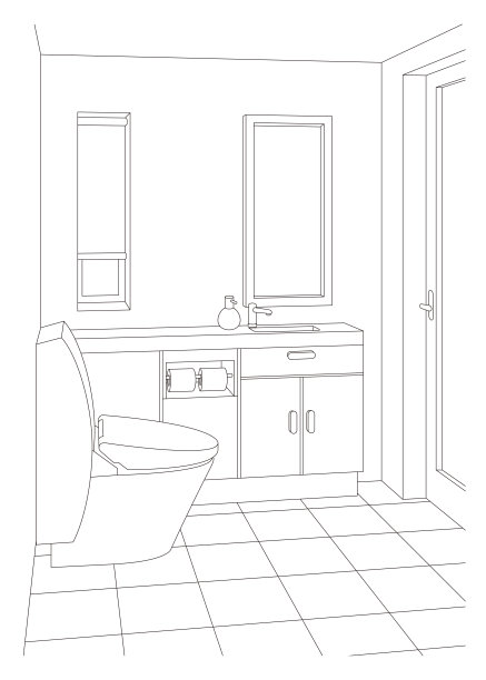 厕所线绘制矢量插图。图片下载