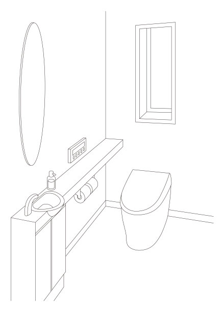 厕所线绘制矢量插图。图片下载