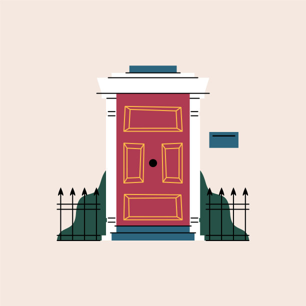 抽象前门门手绘复古老图片下载