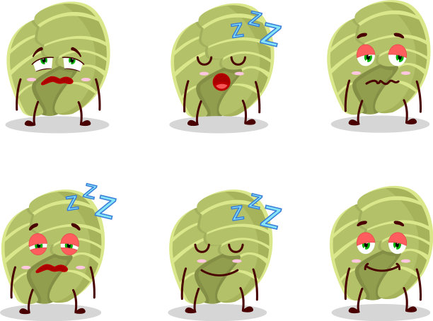 性格白色的卷心菜昏昏欲睡的表情图片下载