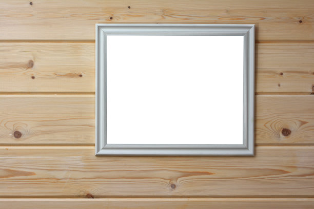 木墙上的空画框或照片。图片下载