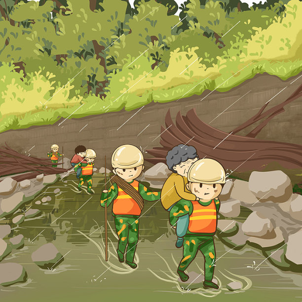 抗洪防汛的军人救护群众图片下载