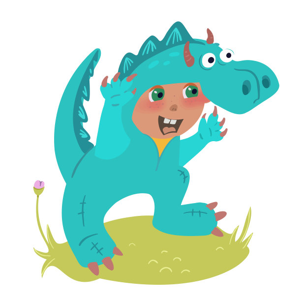 欢快的孩子们在龙化装舞会中的角色图片下载