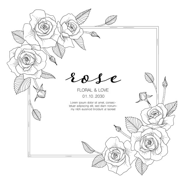 手绘玫瑰花卉贺卡背景图片下载