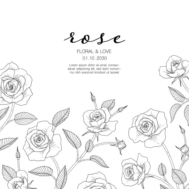 手绘玫瑰花卉贺卡背景图片下载