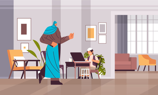 阿拉伯小男孩在用笔记本电脑图片下载