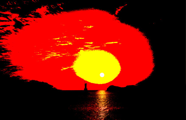 灯塔和日出照片的创造性转换图片下载