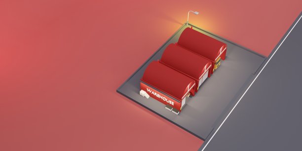 仓库物流现代仓库卡通商店3D插图图片下载