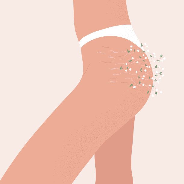 女性臀部的妊娠纹。身体上的妊娠纹以花卉概念的形式出现。身体的积极性图片下载