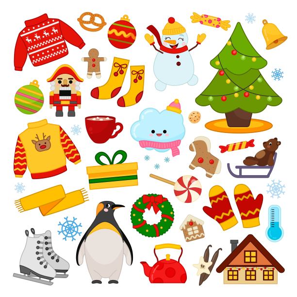 冬季图标的大向量集。图片下载