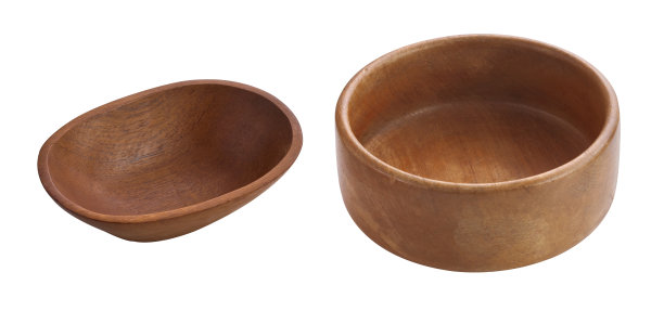 空木碗孤立在白色的背景图片下载