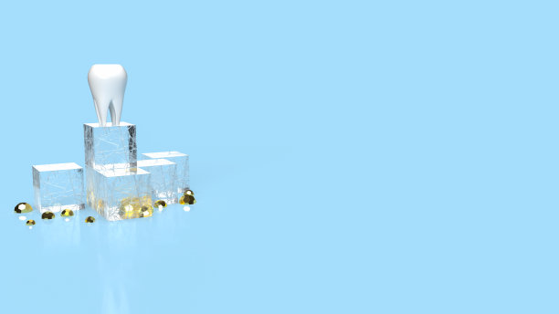 牙齿白色的蓝色背景牙科或医学概念3d渲染图片下载