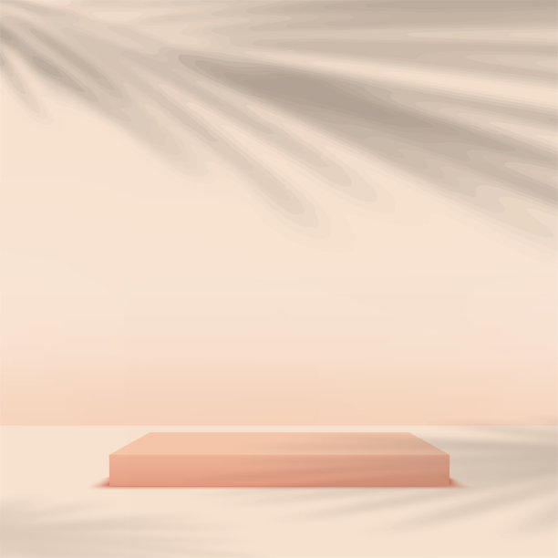 产品展示3d背景讲台场景，奶油形几何平台。矢量插图。图片下载