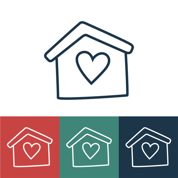 向量线性图标与爱的房子图片下载