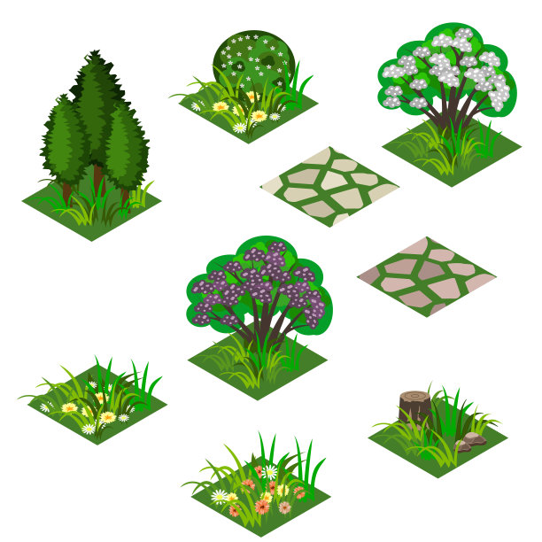 花园或农场等距瓷砖设置图片下载