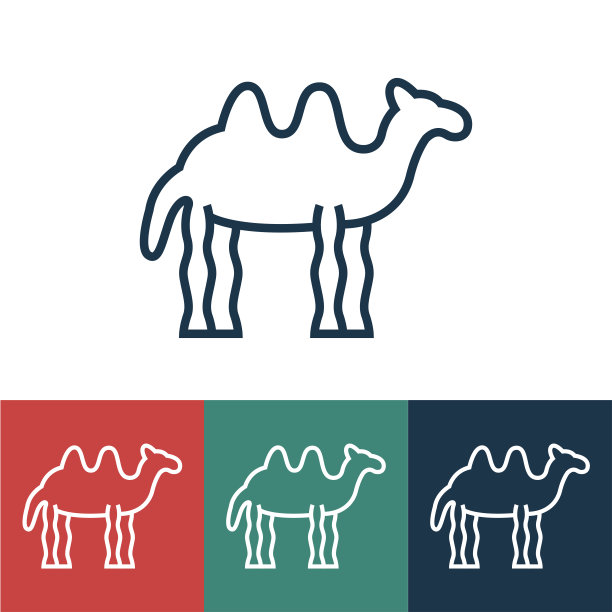 向量线性图标与骆驼图片下载