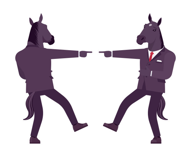 马人，大型有蹄子的雄性动物，正式的人类穿着，嘶鸣图片下载