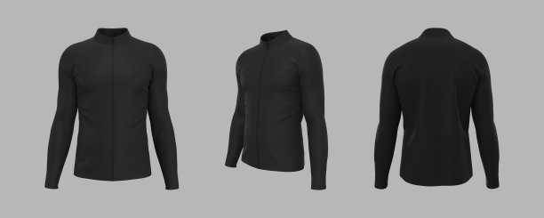 男子自行车运动衫模型在前面，侧面和后面图片下载